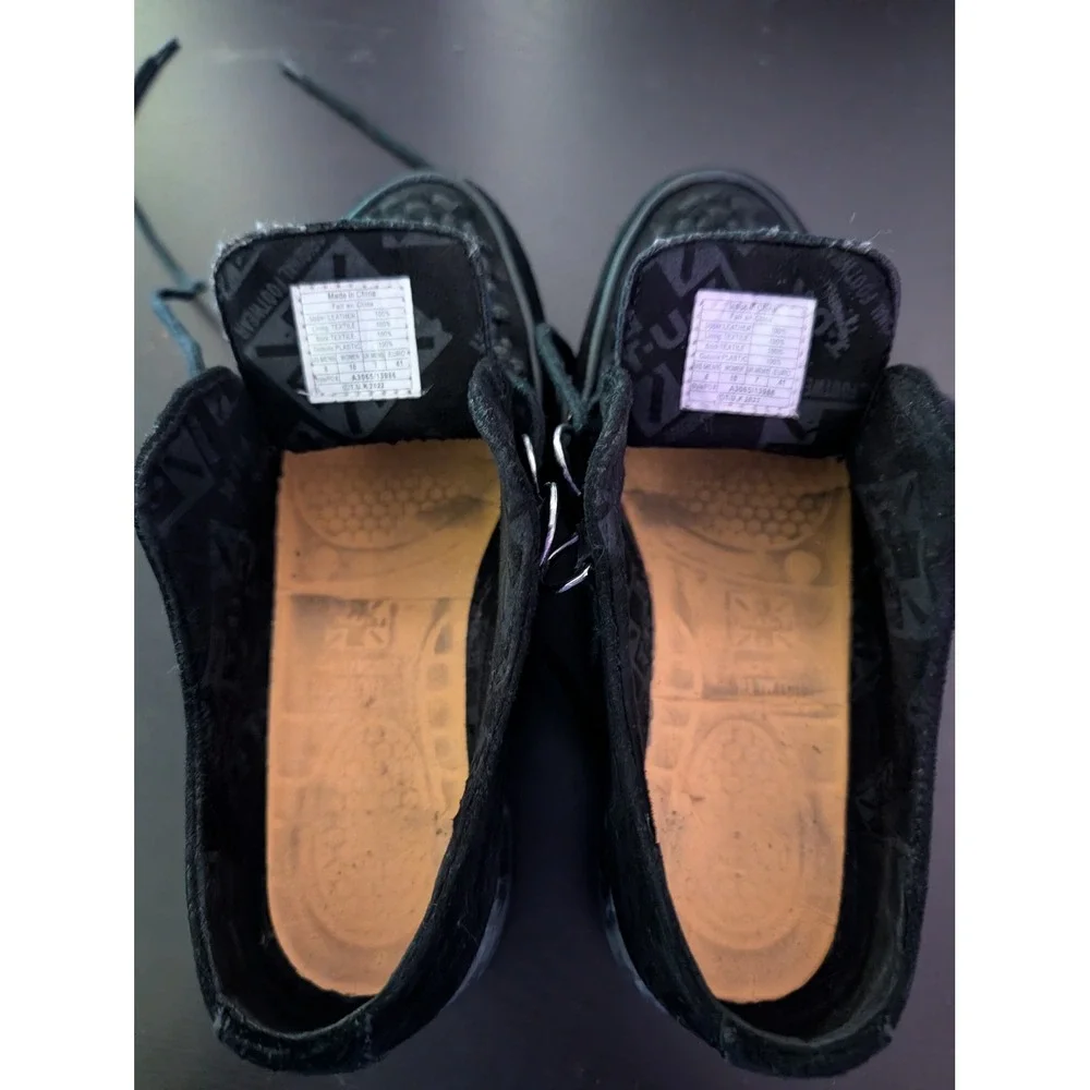 T.U.K. Black Suede Viva Mondo Creepers Platform Lug Sole Shoes A3065 Womens 10